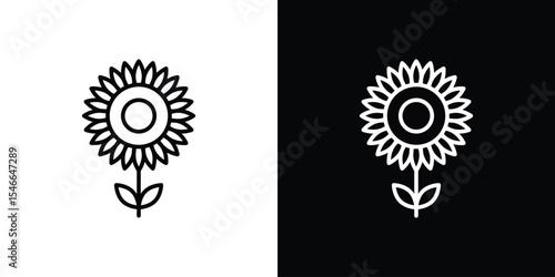 Sunflower icon in black. flat graphic vector icon