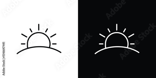 Sunrise icon in black. flat graphic vector icon