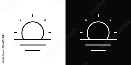 Sunrise icon in black. flat graphic vector icon