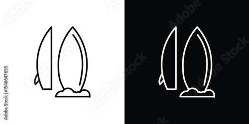 Surfboard icon in black. flat graphic vector icon