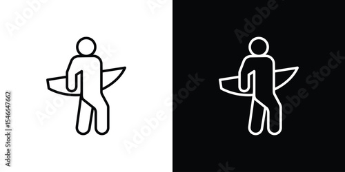 Surfer icon in black. flat graphic vector icon