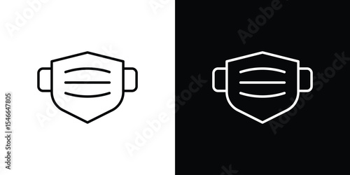 Surgical mask icon in black. flat graphic vector icon