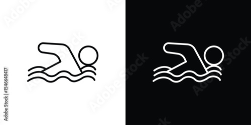 Swim icon in black. flat graphic vector icon