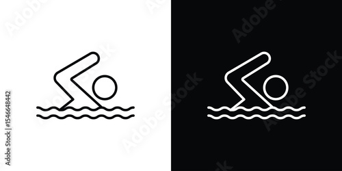 Swim icon in black. flat graphic vector icon