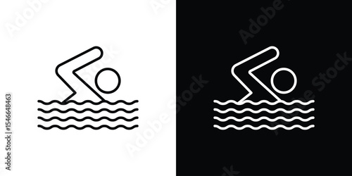 Swimmer icon in black. flat graphic vector icon
