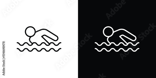 Swimming icon in black. flat graphic vector icon