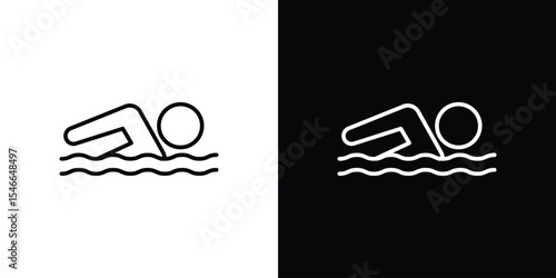 Swimming icon in black. flat graphic vector icon