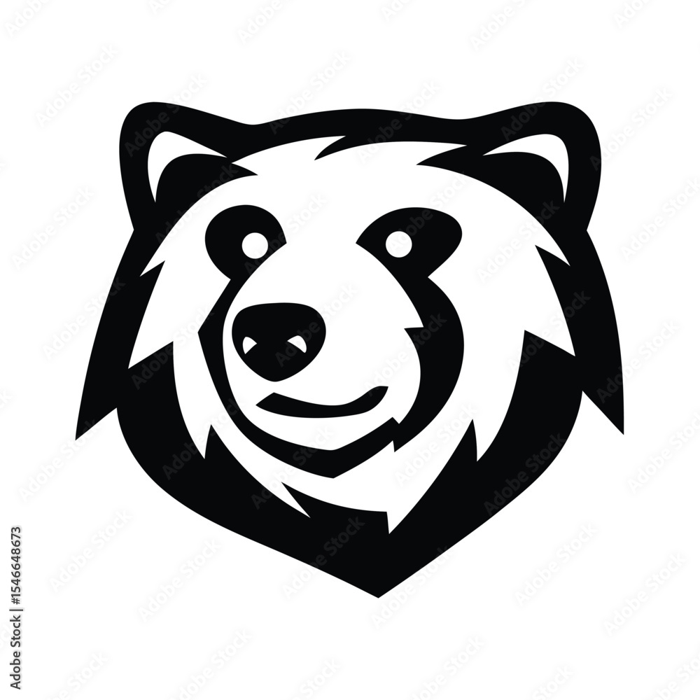 Bear Silhouette: A sleek, monochromatic rendering of a bear's head, showcasing bold lines and a minimalist aesthetic for various design applications. Bear Silhouette: A sleek, monochromatic rendering of a bear's head, showcasing bold lines and a minimalist aesthetic for various design applications.