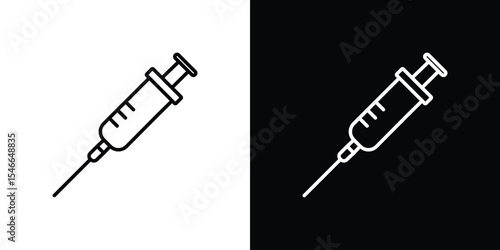 Syringe icon in black. flat graphic vector icon