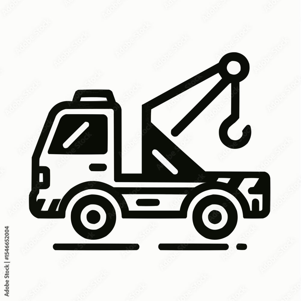 Naklejka premium Tow truck with a crane hook designed in a clean and modern graphic style