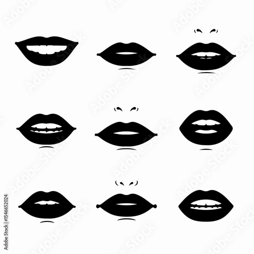 Lips mouths expression face black and white