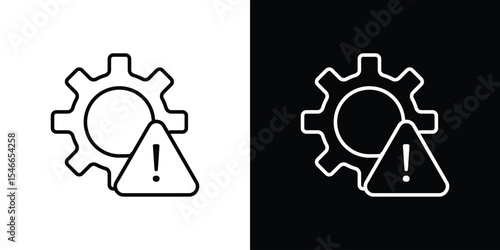 Technical warning icon in black. flat graphic vector icon