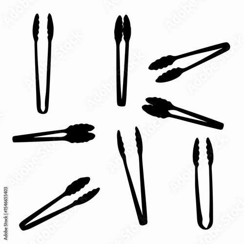 Kitchen tongs silhouette kitchenware tool equipment cooking