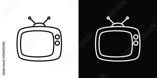 Television icon in black. flat graphic vector icon