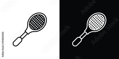 Tennis racket icon in black. flat graphic vector icon