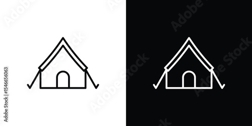 Tent icon in black. flat graphic vector icon