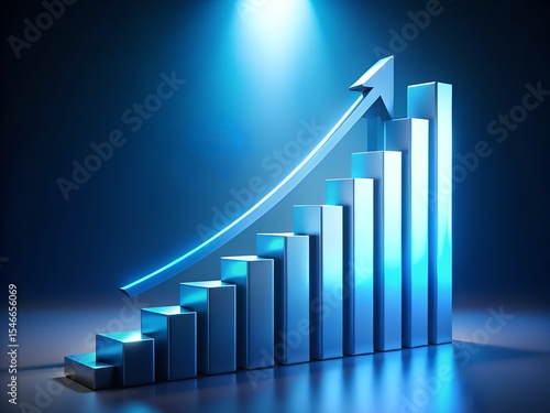 Free Download Ascending blue bar graph with arrow showing growth and success - GFXLoad