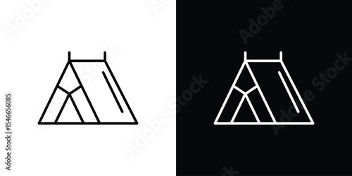 Tent icon in black. flat graphic vector icon