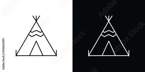 Tent icon in black. flat graphic vector icon