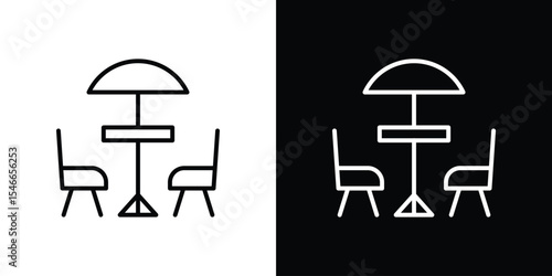Terrace cafe icon in black. flat graphic vector icon