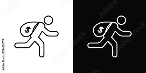 Thief icon in black. flat graphic vector icon