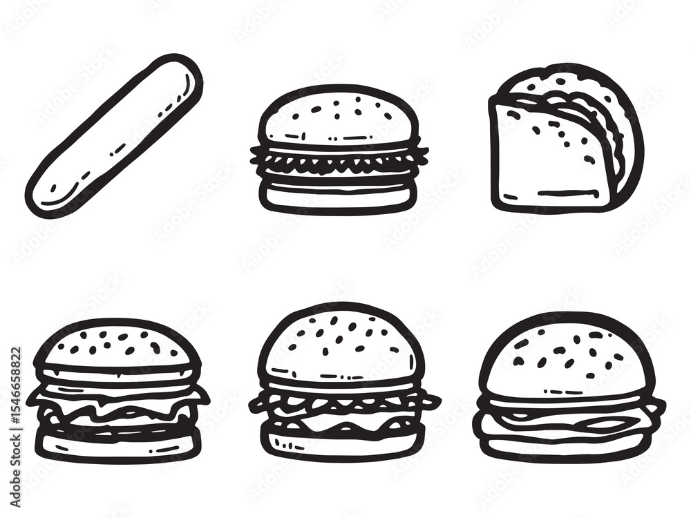 Sandwich Outline Vector Drawing Sandwich Outline Vector Drawing