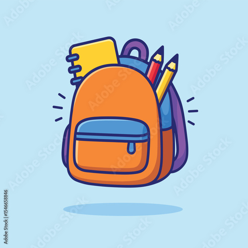 School bag cartoon vector icon illustration backpack education icon concept isolated design

