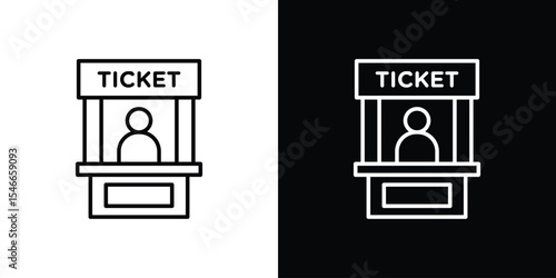 Ticket office icon in black. flat graphic vector icon