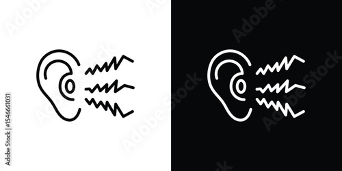 Tinnitus awareness icon in black. flat graphic vector icon