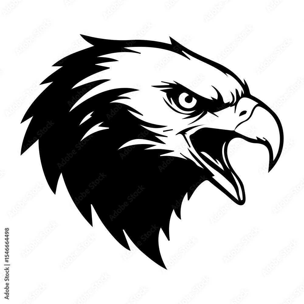 Silhouette of eagle face in profile, bold black bird head outline on white background, symbol of power, freedom, vision, patriotism, wildlife, tribal art, and graphic design
Silhouette of eagle face in profile, bold black bird head outline on white background, symbol of power, freedom, vision, patriotism, wildlife, tribal art, and graphic design