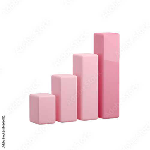 Free Download A 3d render of a pink bar graph with four bars ascending plain view isolated on transparent background - GFXLoad