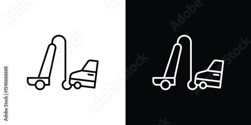 Towed car icon in black. flat graphic vector icon