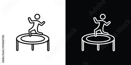 Trampolining icon in black. flat graphic vector icon