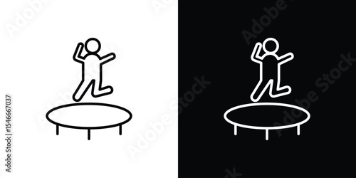 Trampolining icon in black. flat graphic vector icon