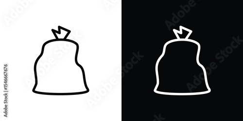 Trash bag icon in black. flat graphic vector icon