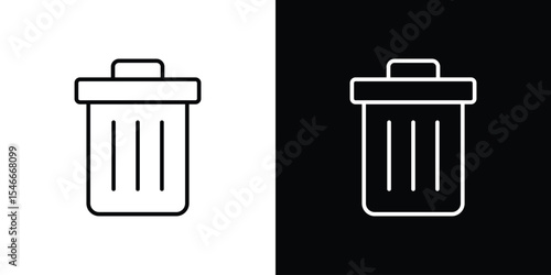 Trash icon in black. flat graphic vector icon