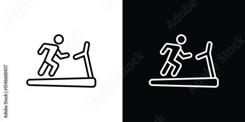 Treadmill icon in black. flat graphic vector icon