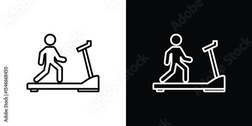 Treadmill icon in black. flat graphic vector icon
