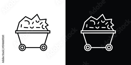 Trolley with coal icon in black. flat graphic vector icon
