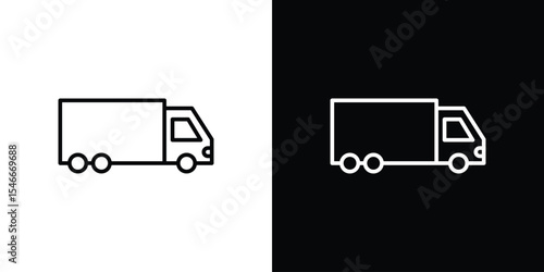 Truck icon in black. flat graphic vector icon