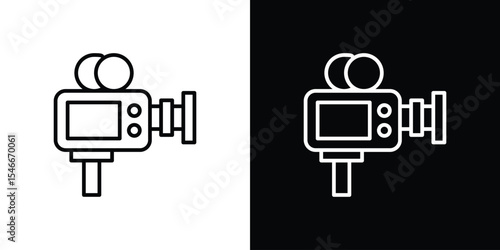 TV camera icon in black. flat graphic vector icon