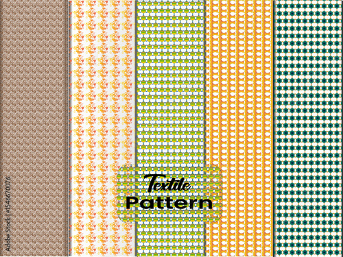 Textile Pattern designs with various shapes like round, triangular etc. and customizable colors like off-white, green, sky blue, pink, orange, blue etc.
