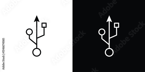 USB connection icon in black. flat graphic vector icon