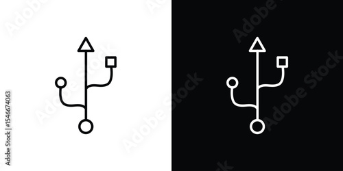 USB connection icon in black. flat graphic vector icon