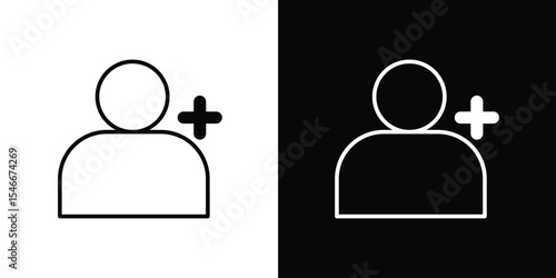 User add icon in black. flat graphic vector icon