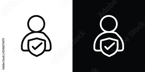 User protection icon in black. flat graphic vector icon