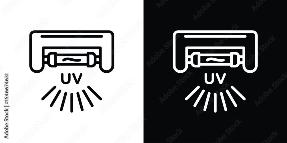Ταπετσαρία UV disinfection lamp icon in black. flat graphic vector icon
