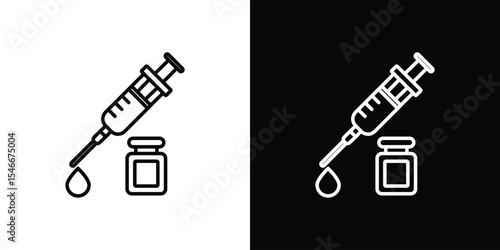 Vaccine vial icon in black. flat graphic vector icon