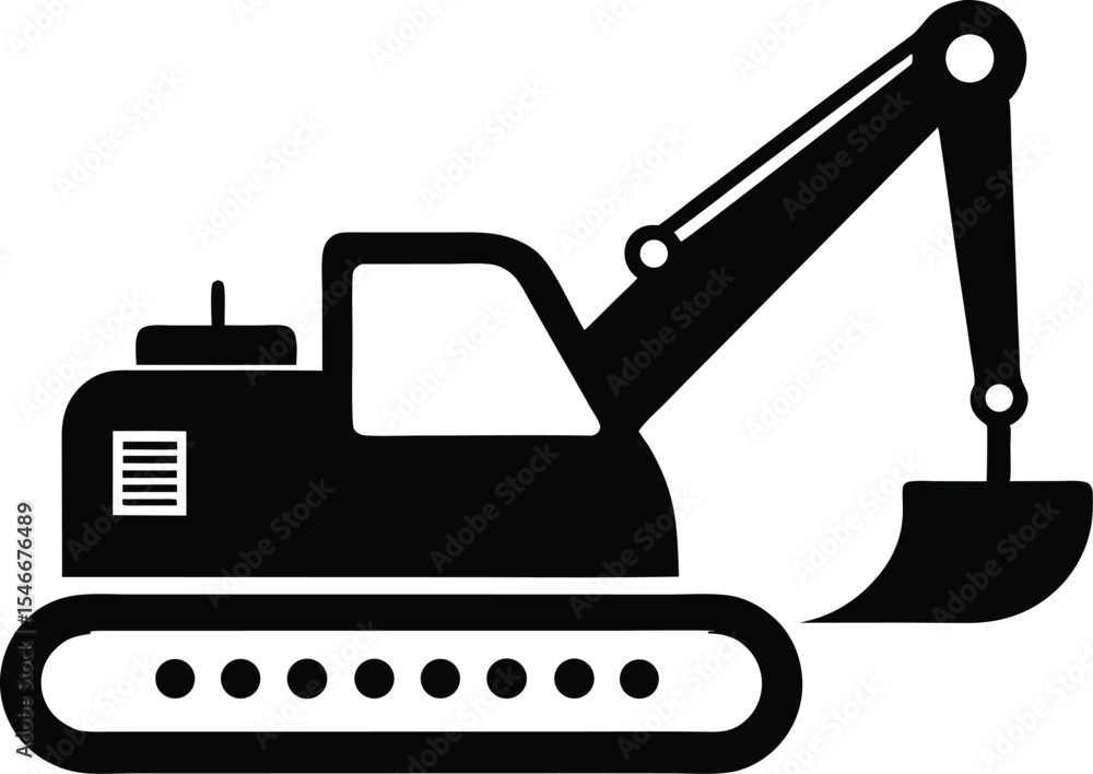 Excavator silhouette, Construction excavator silhouette vector illustration Excavator silhouette, Construction excavator silhouette vector illustration