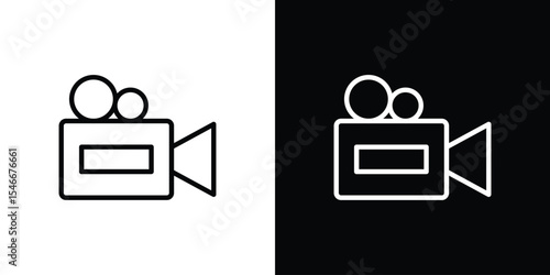 Video camera icon in black. flat graphic vector icon